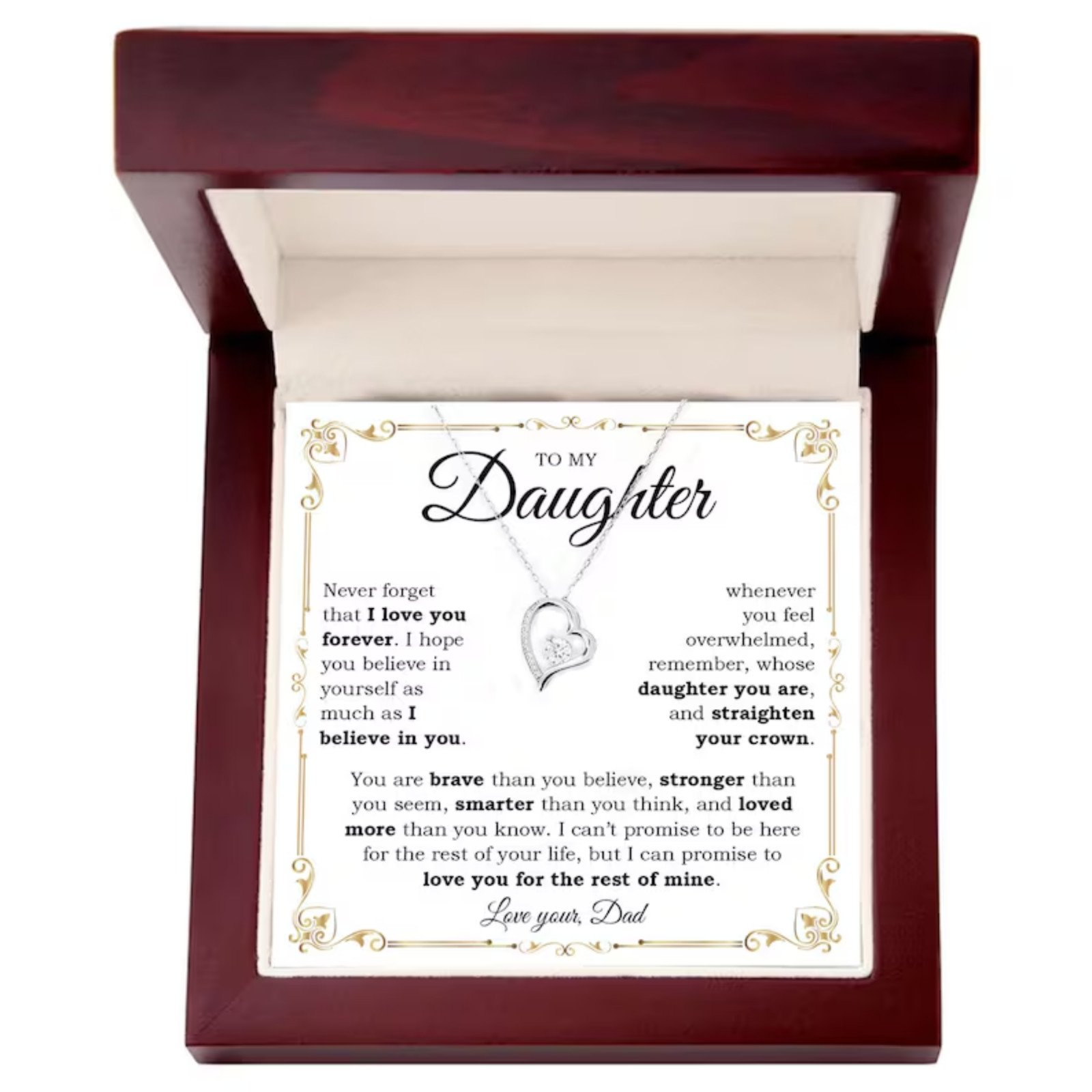 To My Daughter Necklace, Father for Little Girls or Women, Women Necklace