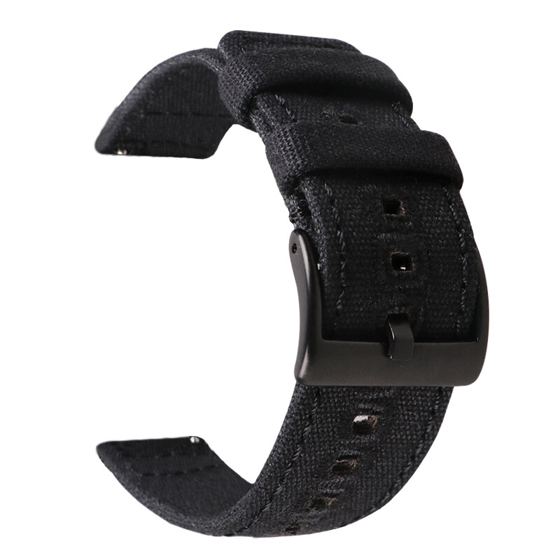 Quick Pins Weave Nylon Fabric Strap 18 20 22mm Sport Watch Band Blk Gold Buckle