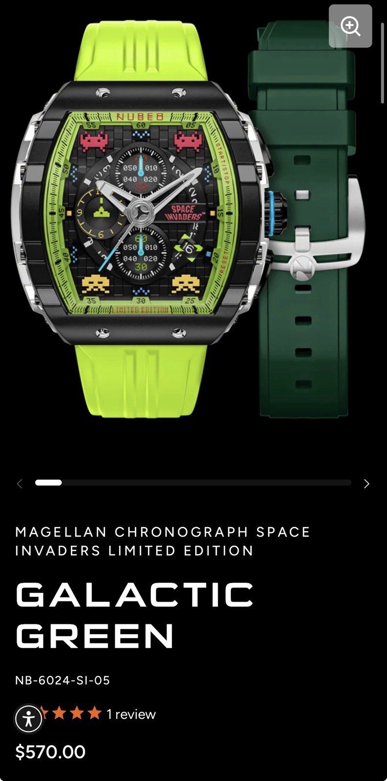 Rare~Nubeo Magellan 1st Gen Limited Edition Space Invaders Chronograph Watch