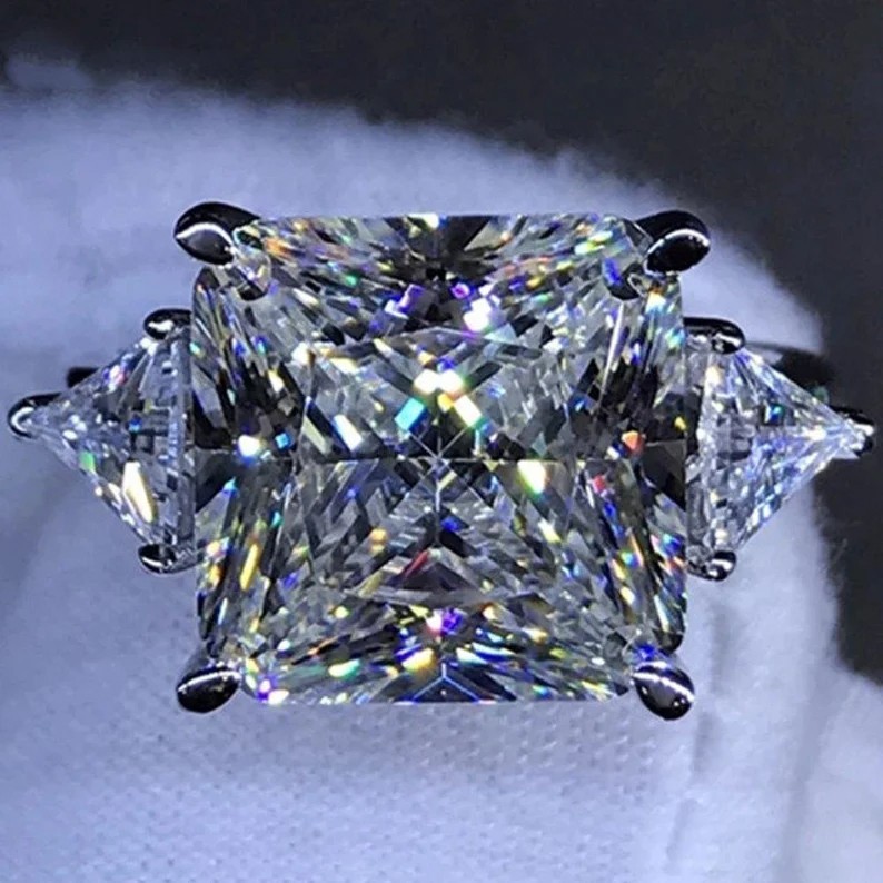 Certified 12.10 Ct Off White Treated Diamond Solitaire Ring ! FREE Diamond Studs