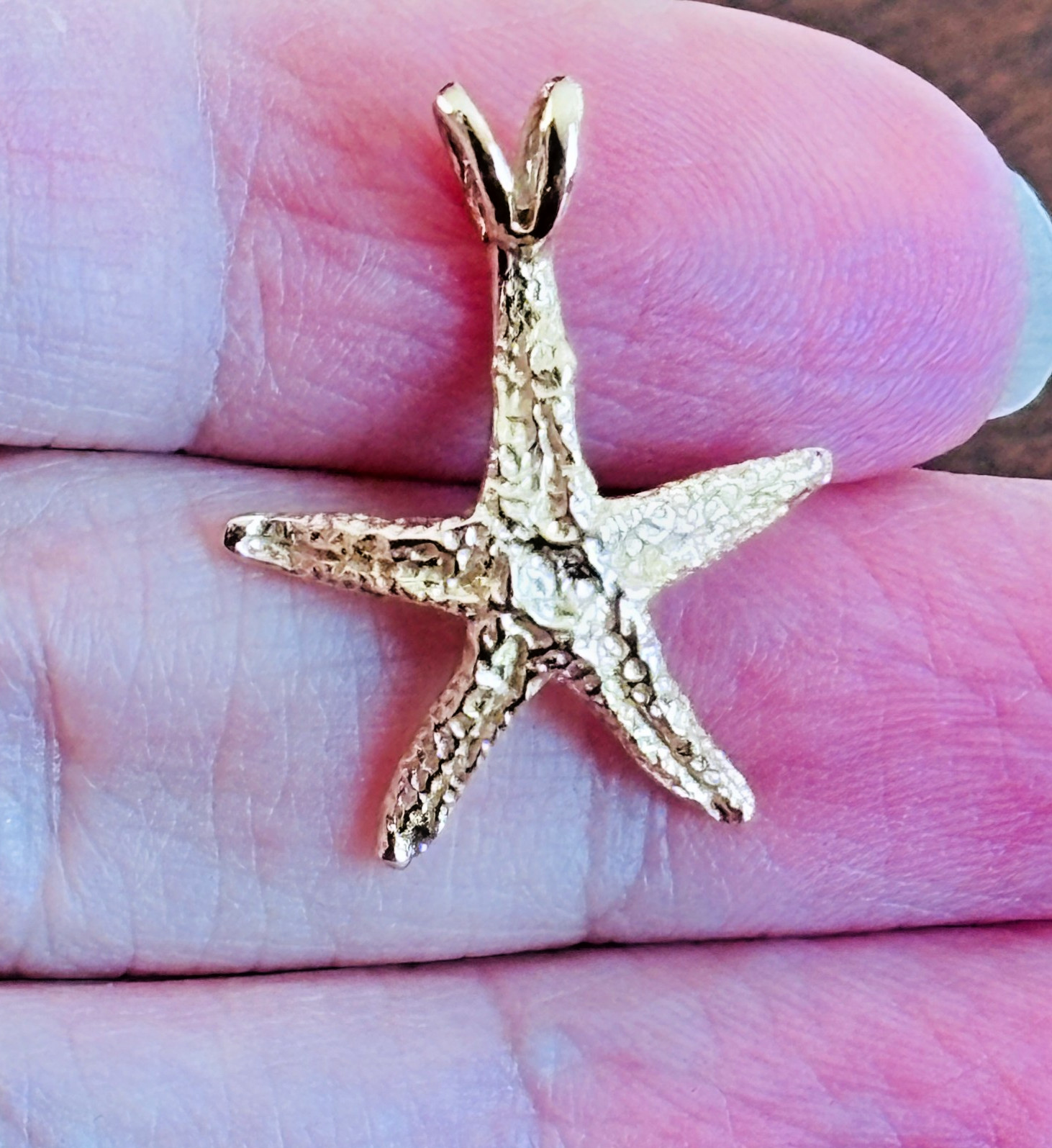 Vintage 14K Yellow Gold Starfish Nautical Beach Sea Life 1″ Pendant 1.5g