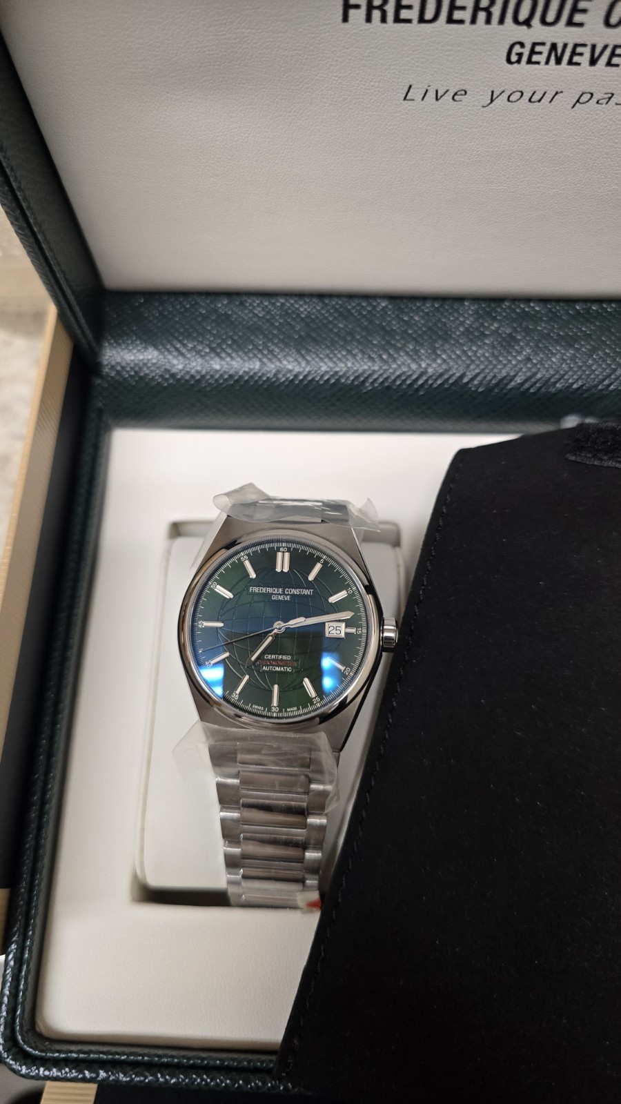 Frederique Constant Highlife COSC Mens Watch Auto 41mm Blue Dial Extra Strap