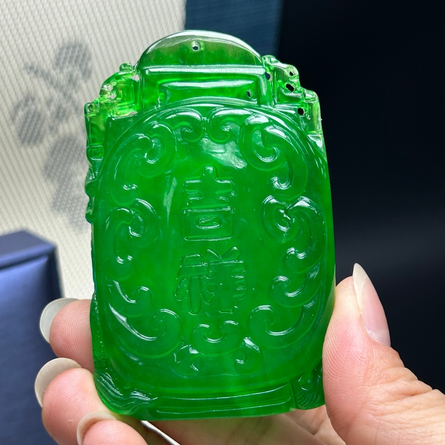 Natural ice green Burmese Jade Jadeite Carved Dragon Pendant&Necklaces