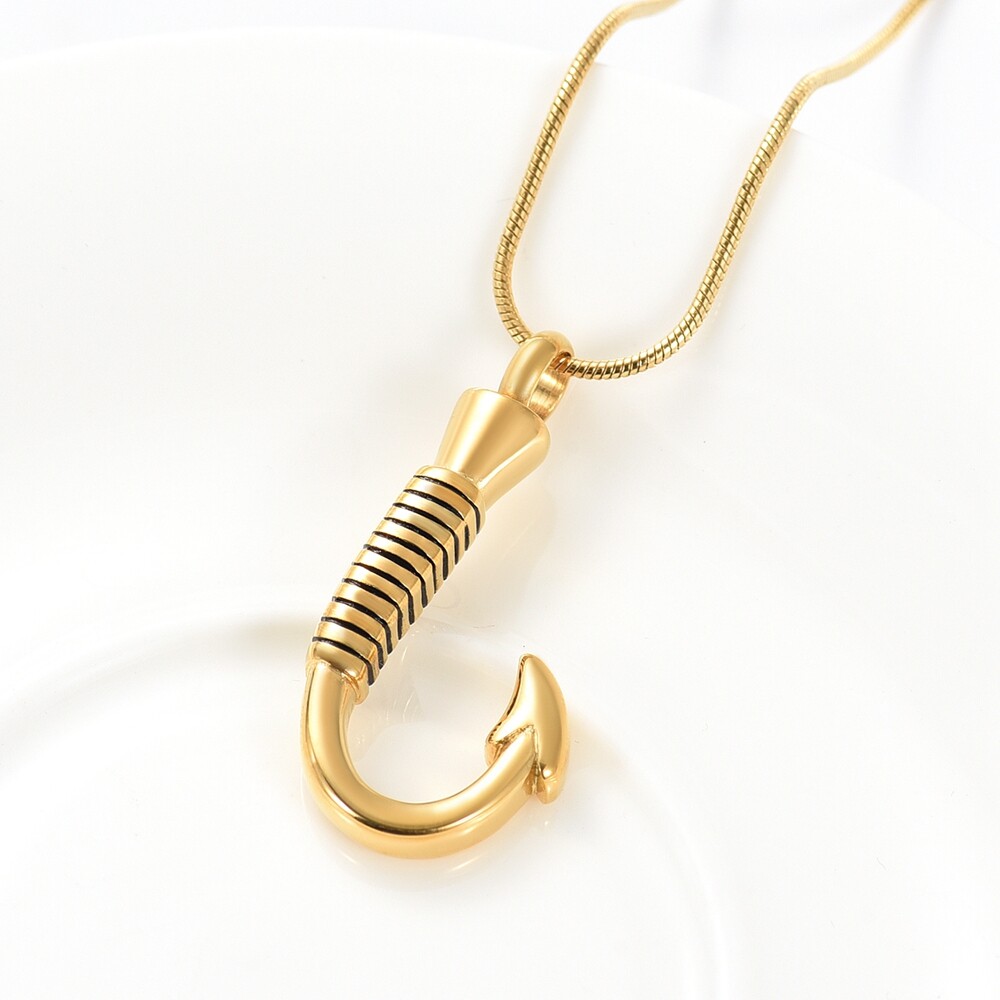Fishing Hook Urn Necklace for Ashes Fish Hook Stainless Steel Cremation Jewelry