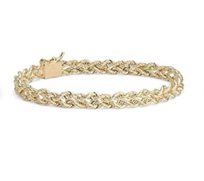 14k Yellow Gold 7″ Two Strand Multi Line Rope Chain Bracelet 5 MM 7.2 Grams