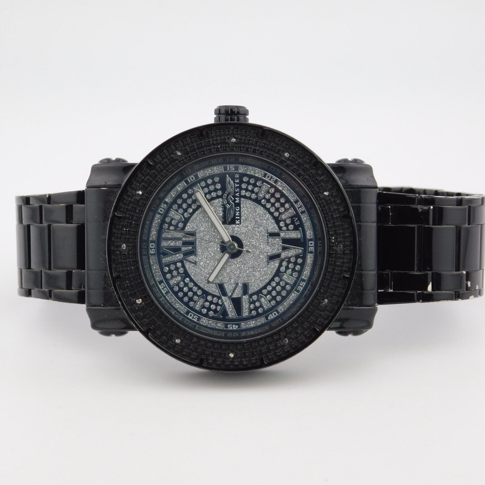 Massive KING MASTER Black Tone Quartz Men’s Watch Sz. 9″ New Battery
