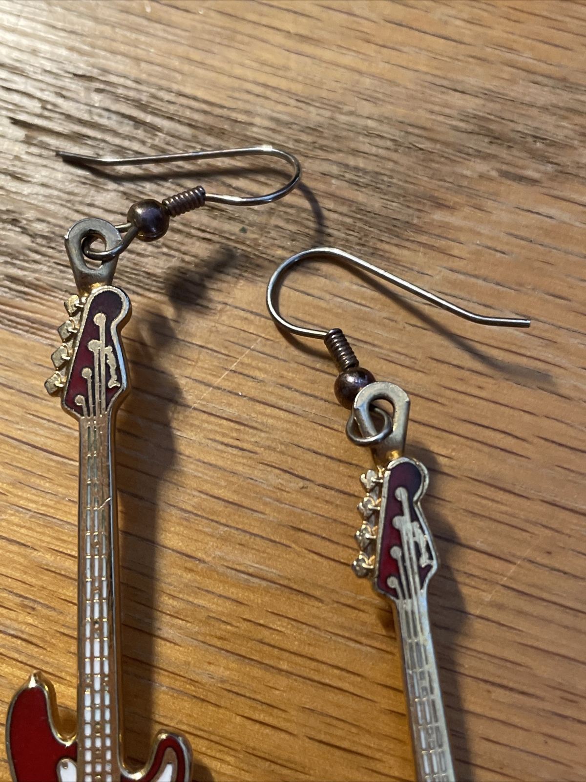 Vintage Future Primitive Guitar Instrument Earrings Pair 2.5”