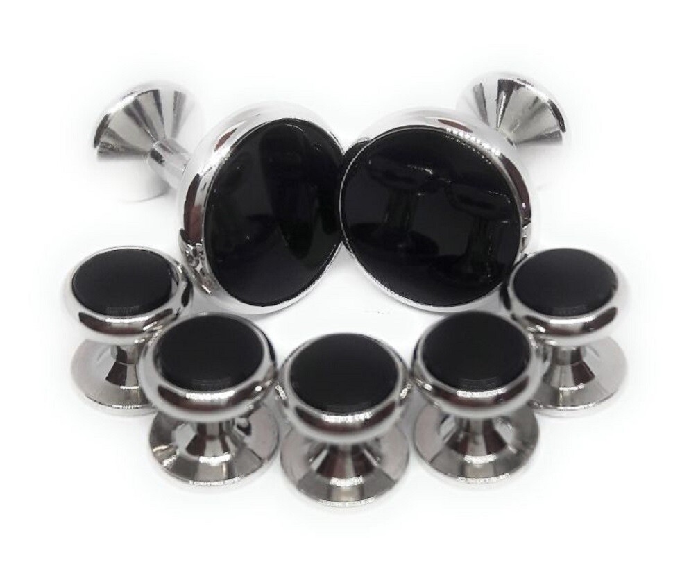 GENUINE ONYX CUFFLINKS AND TUXEDO STUDS MANUFACTURERS DIRECT PRICING