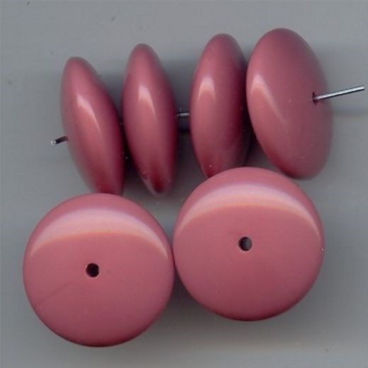 12 VINTAGE ROSE PINK OPAQUE ACRYLIC 10x26mm. SMOOTH ROUND DISC SPACER BEADS 6219