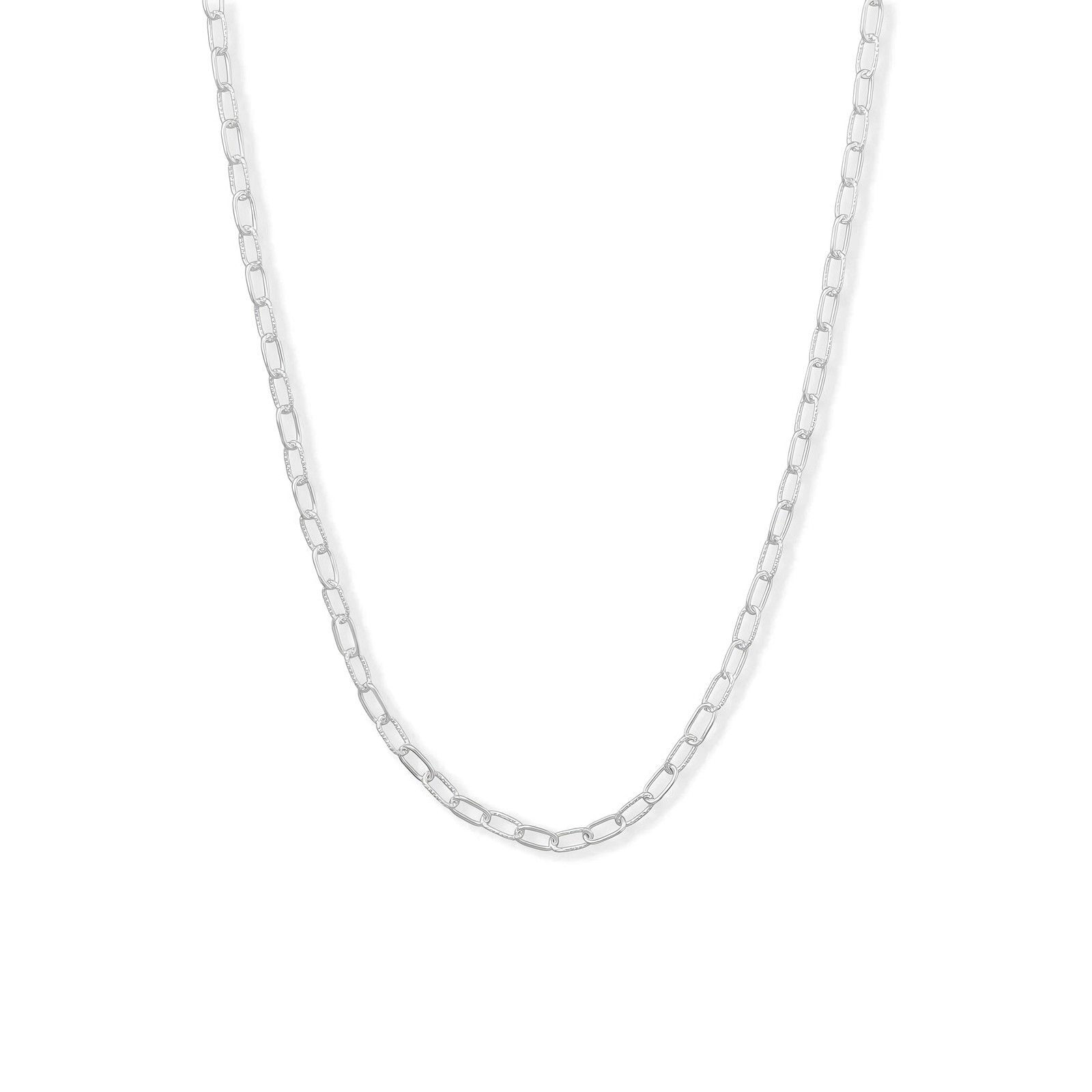Paperclip Chain Necklace 925 Sterling Silver Smooth Textured 5mm 18in