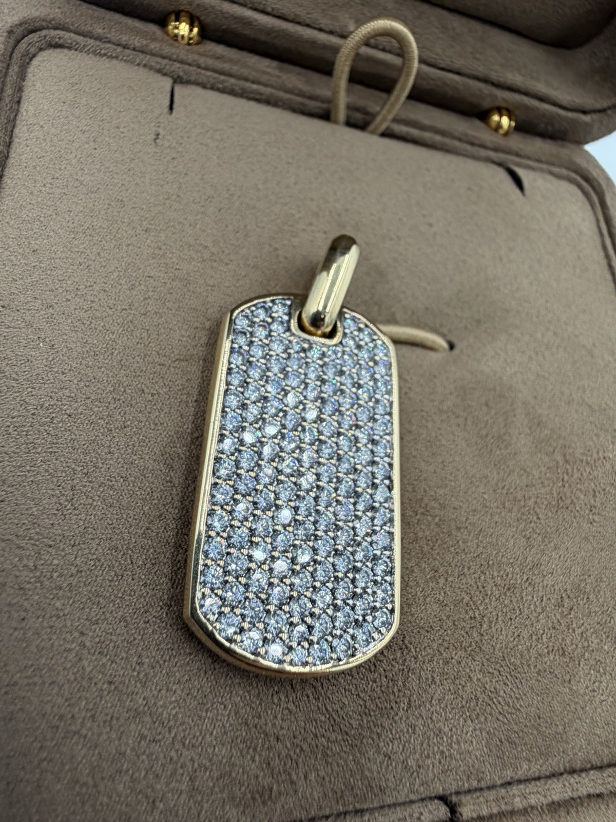 David Yurman Chevron Tag in 18K Yellow Gold with Diamonds 35mm