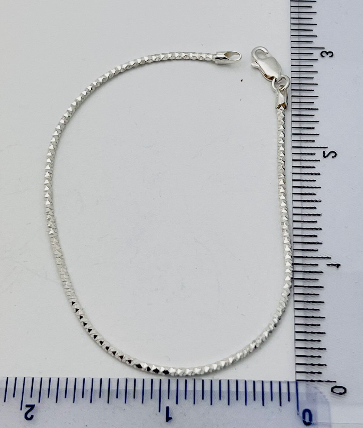 925 Sterling Silver Diamond Cut Snake Bracelet 8”