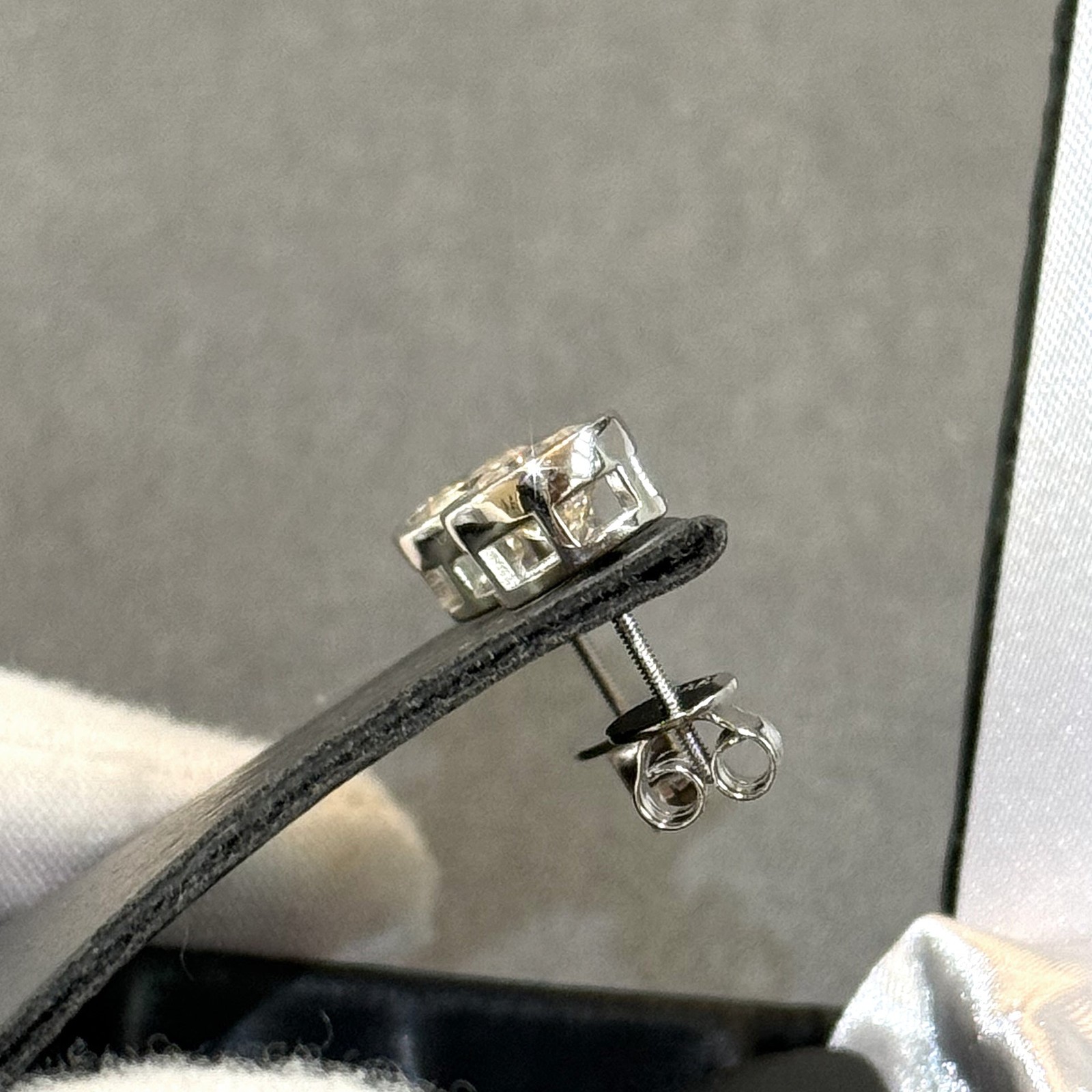 925 Silver Certified VVS Moissanite Bezel Set Round Stud Earrings