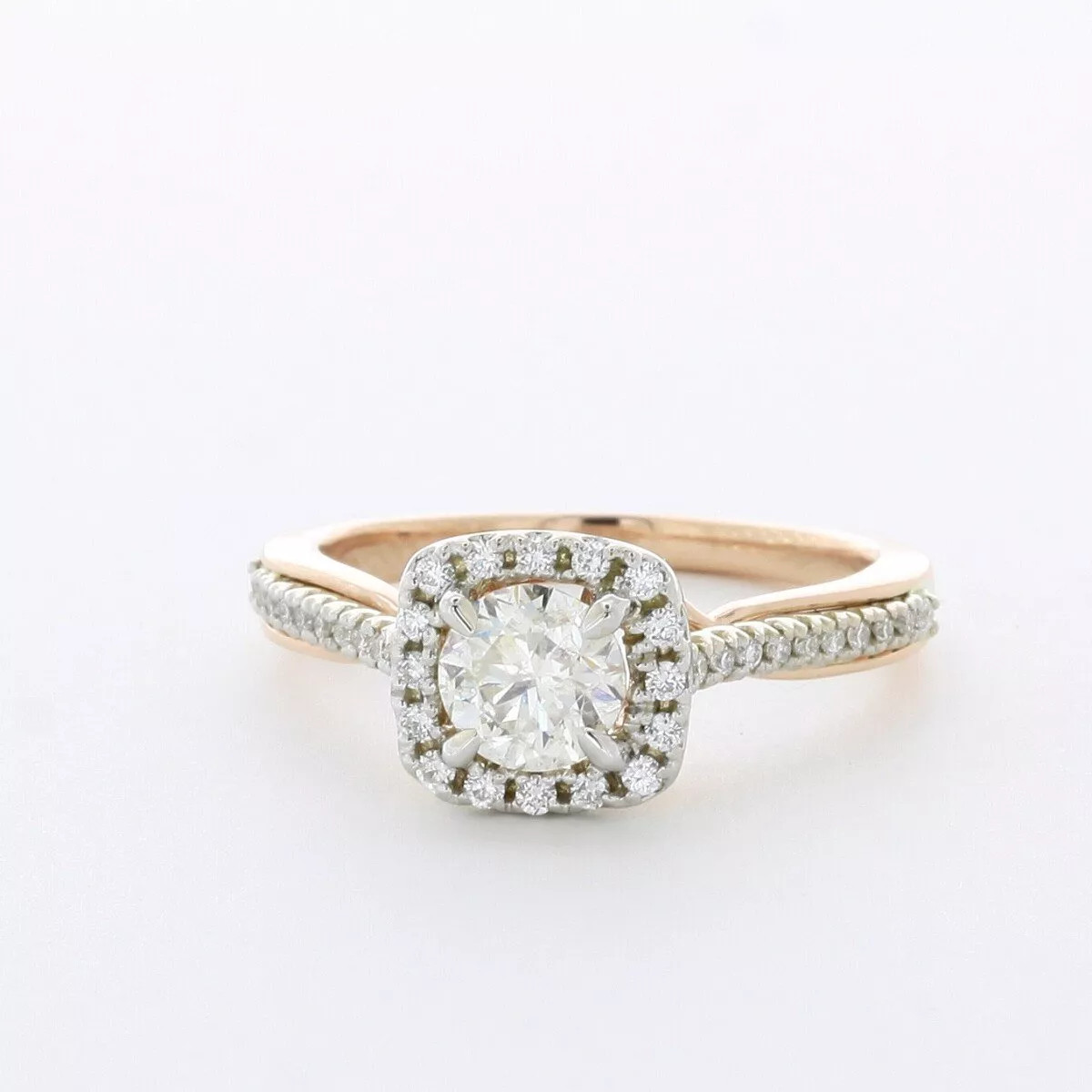 Side Stone Engagement Ring 14K Gold Halo 1.64 CT Round Lab-Grown Diamond F VS1