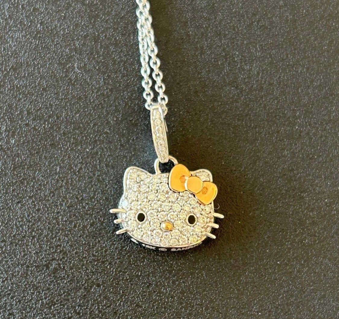 HELLO KITTY 18k White Gold and Diamond Necklace by Kimora Lee Simmons