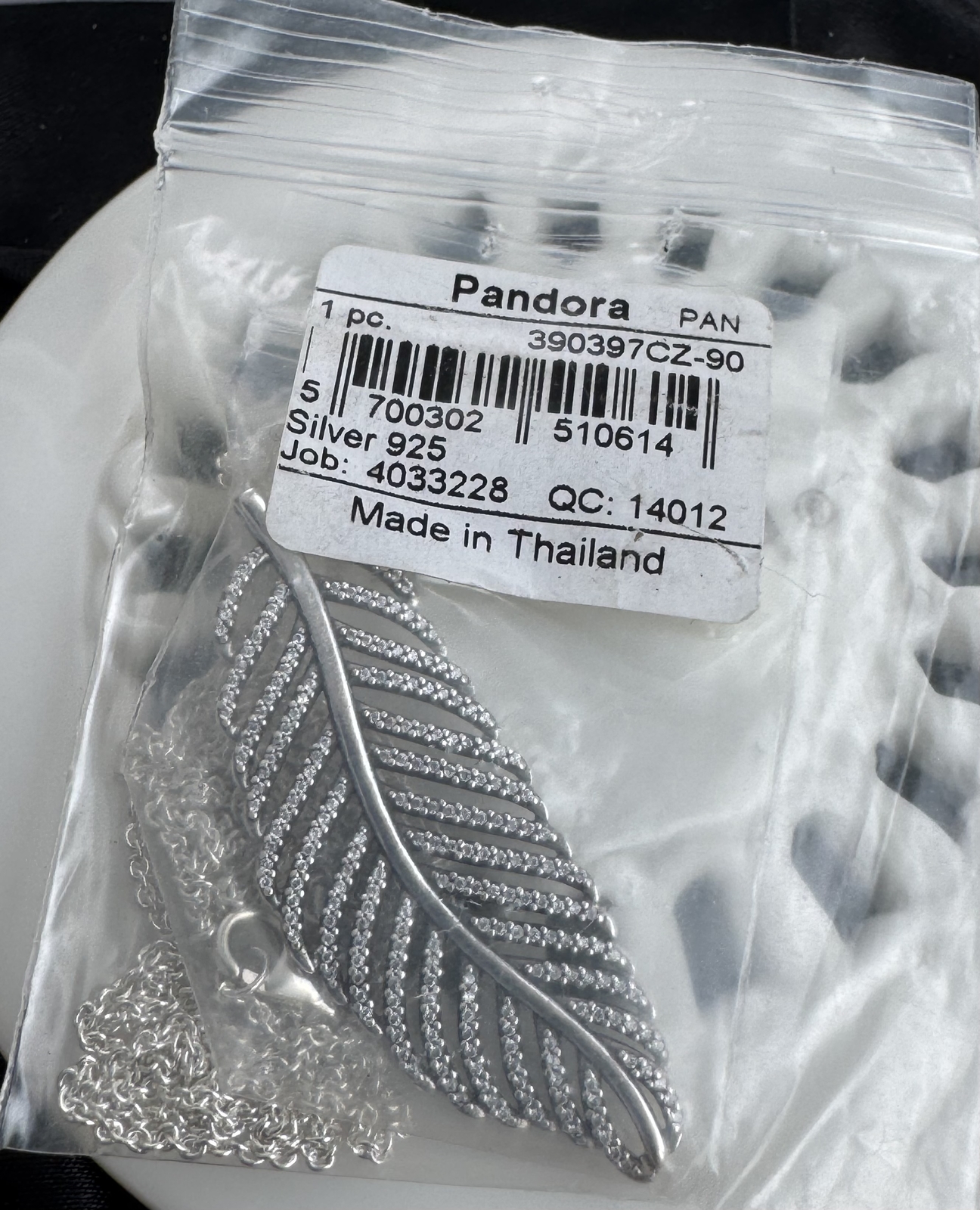 Authentic Pandora Light as a Feather Chain Necklace #390397CZ- 90 cm / 35.4 in