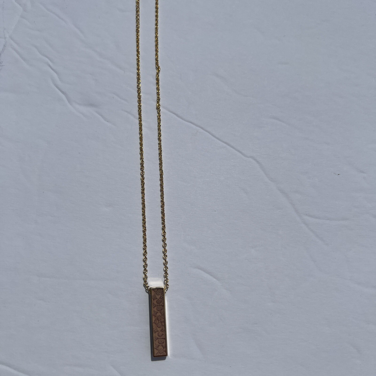 COACH Enameled SIG C 1” BAR 30” NECKLACE GOLD/PL Authentic LOGO NWT NEW