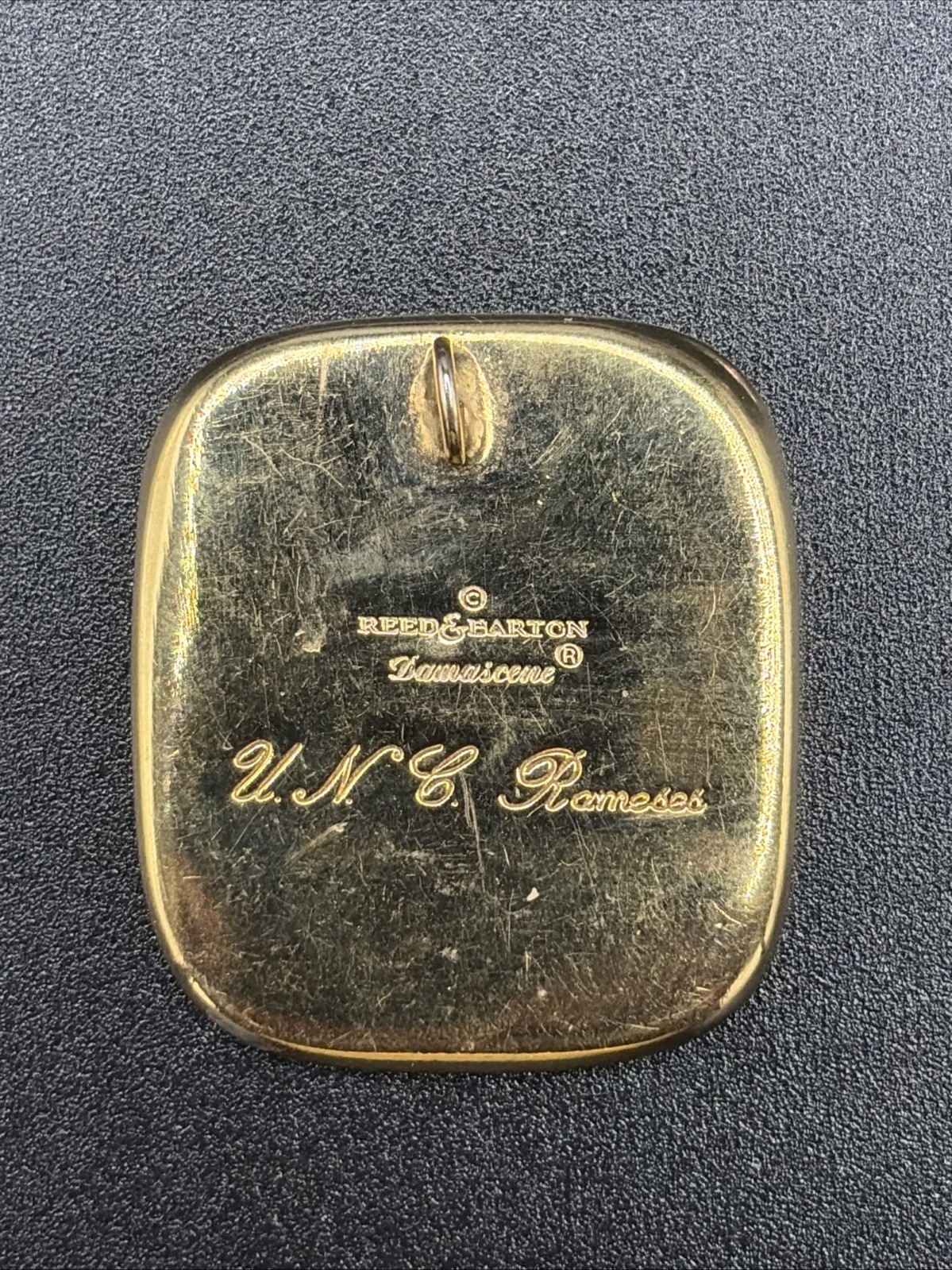 Reed & Barton Damascene UNC Rameses Ram Pendant Gold Tone