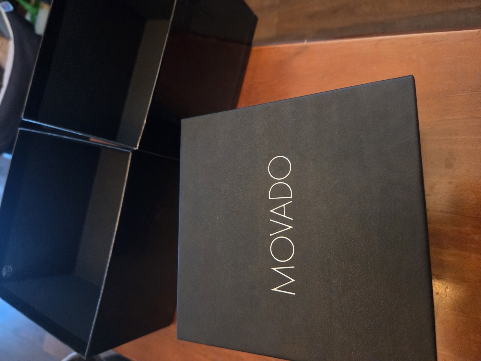 Movado Museum Swiss Made Quartz Black Dial Leather Strap Watch w/ Box Manual