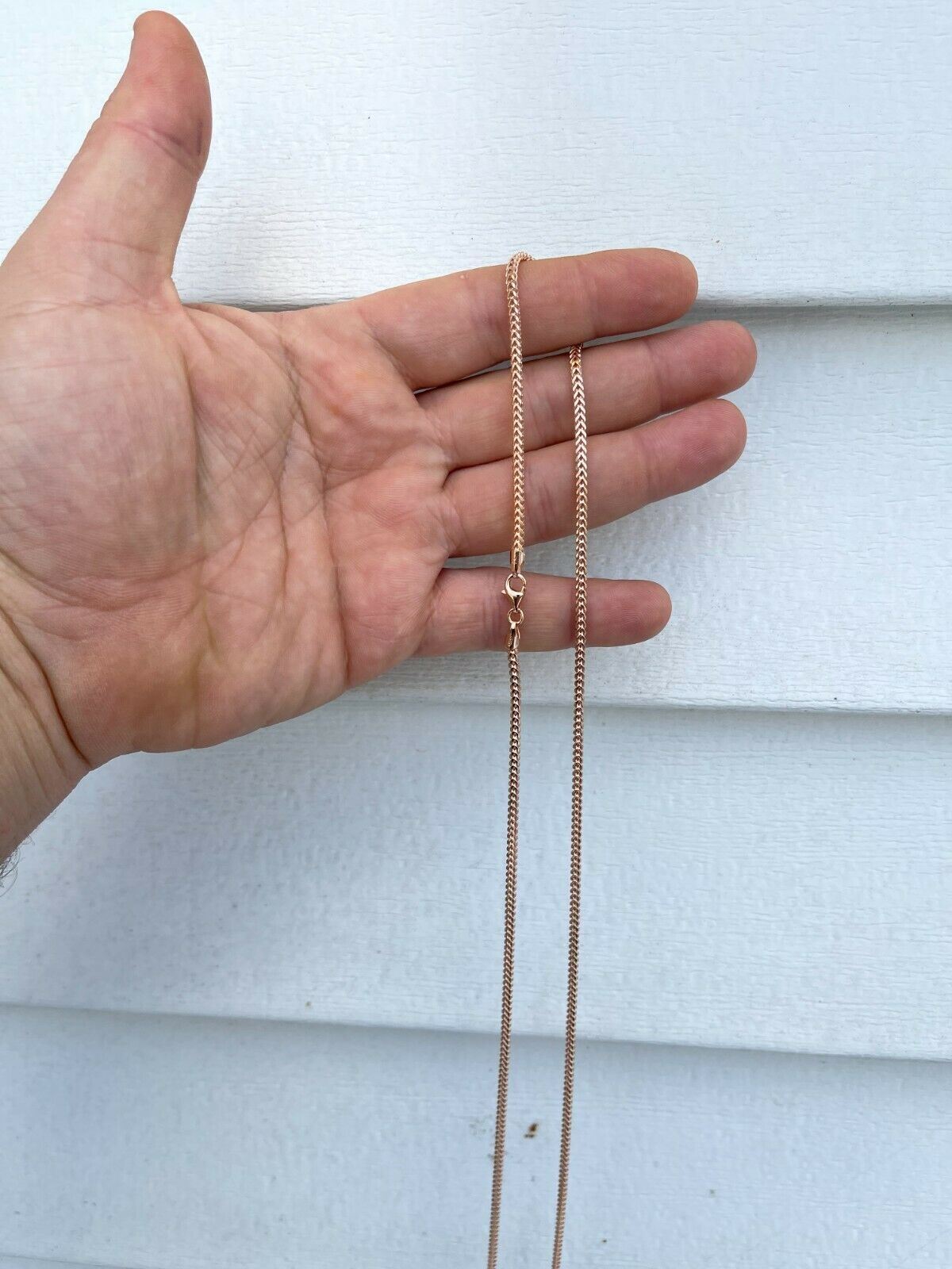 Franco Chain Real 14K Rose Gold Plated Solid 925 Sterling Silver 2mm Necklace