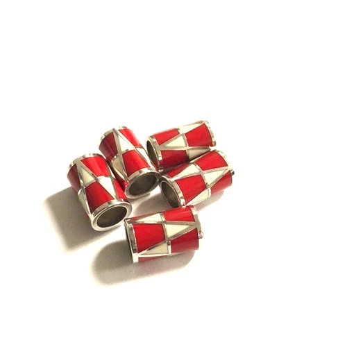 Brighton ZIG ZAG Red White Enamel J96407 lot of 5 zig zag beads 9.99-NEW