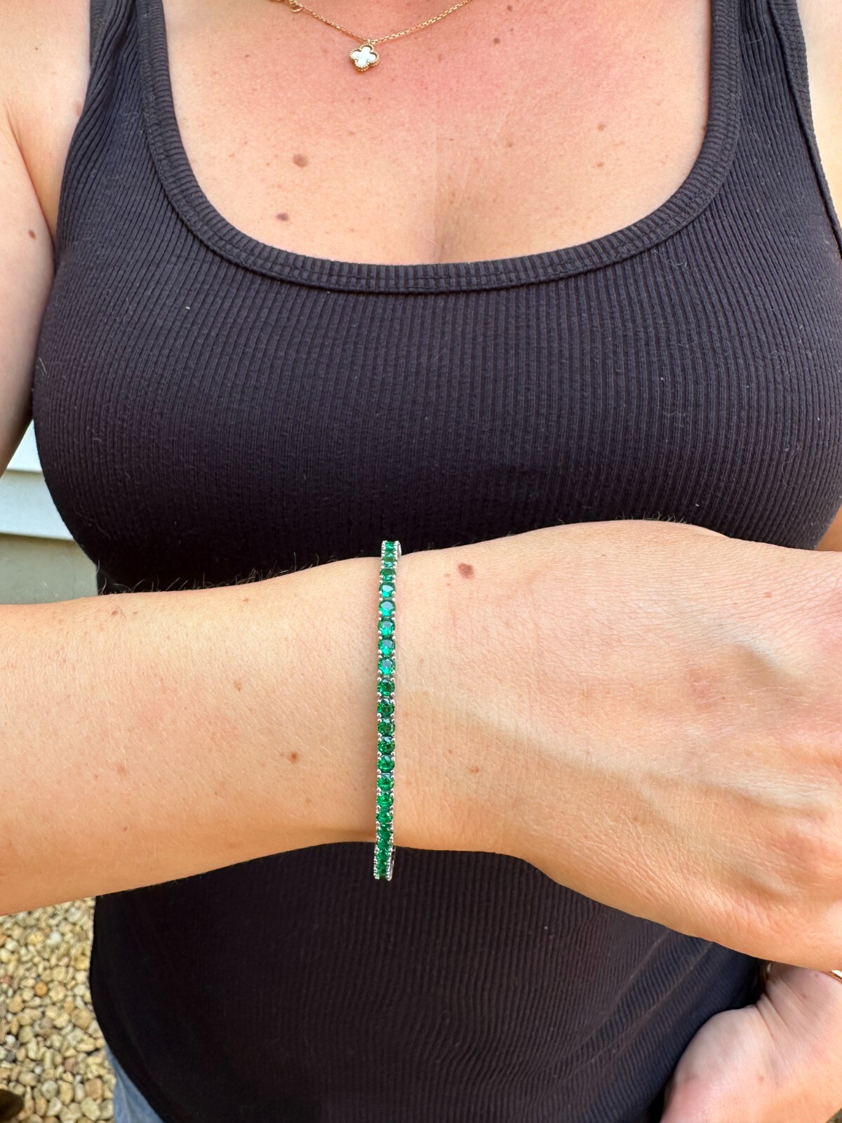 3mm Green CZ Tennis Bracelet Real Iced 925 Sterling Silver Mens Ladies 6-8.5″
