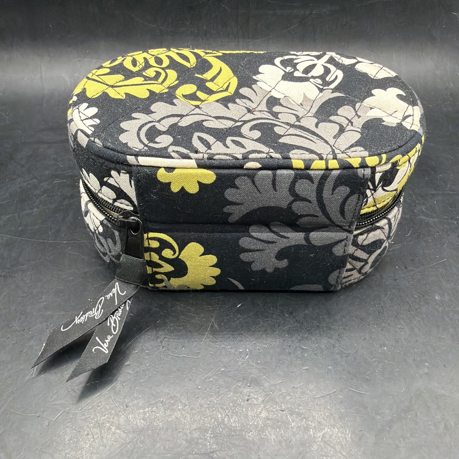 Vera Bradley Baroque Quilted Yellow Green Black And Gray Travel Jewelry Box