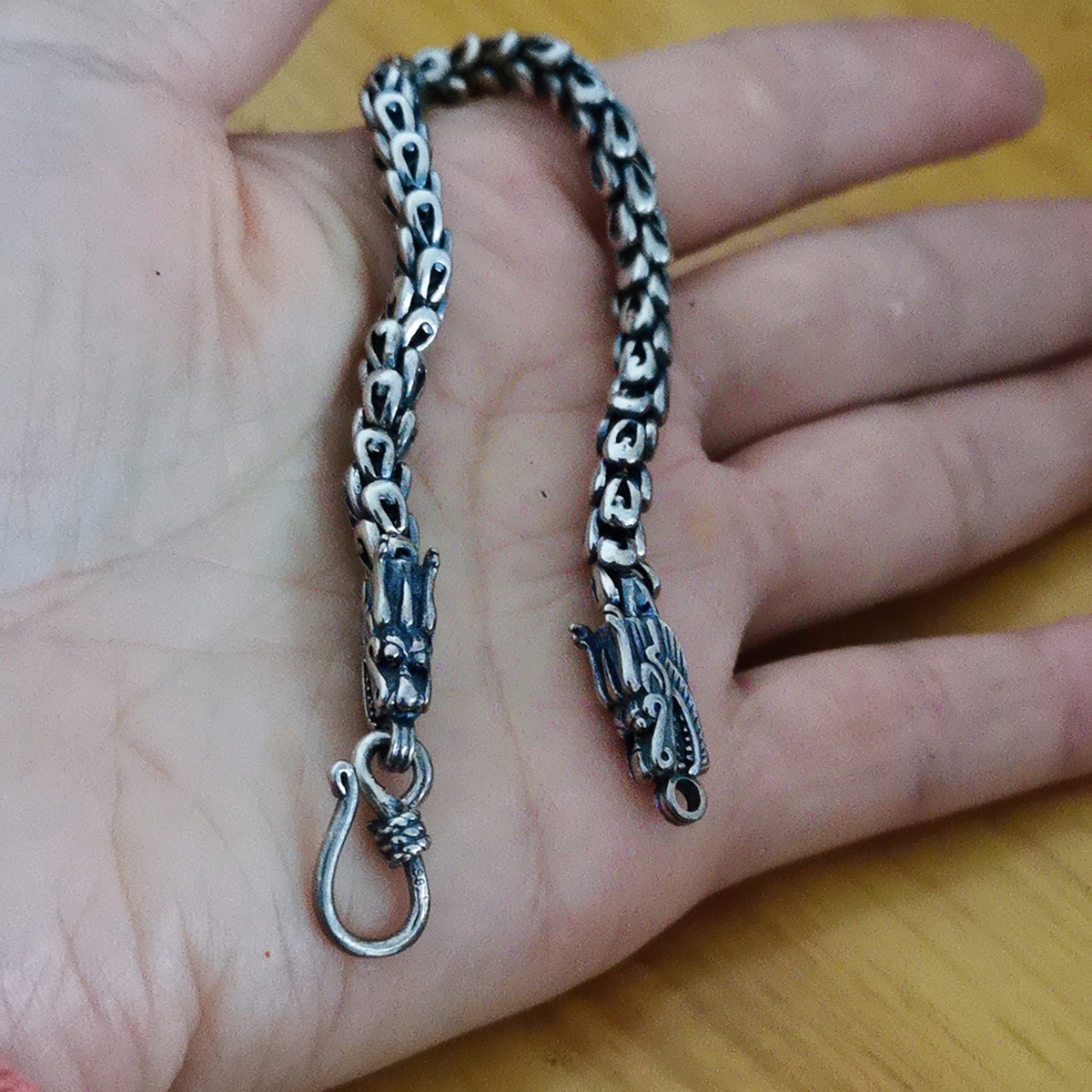 925 STERLING SILVER dragon bracelet chain RETRO 18cm (7.08inch) 4.5mm Z14