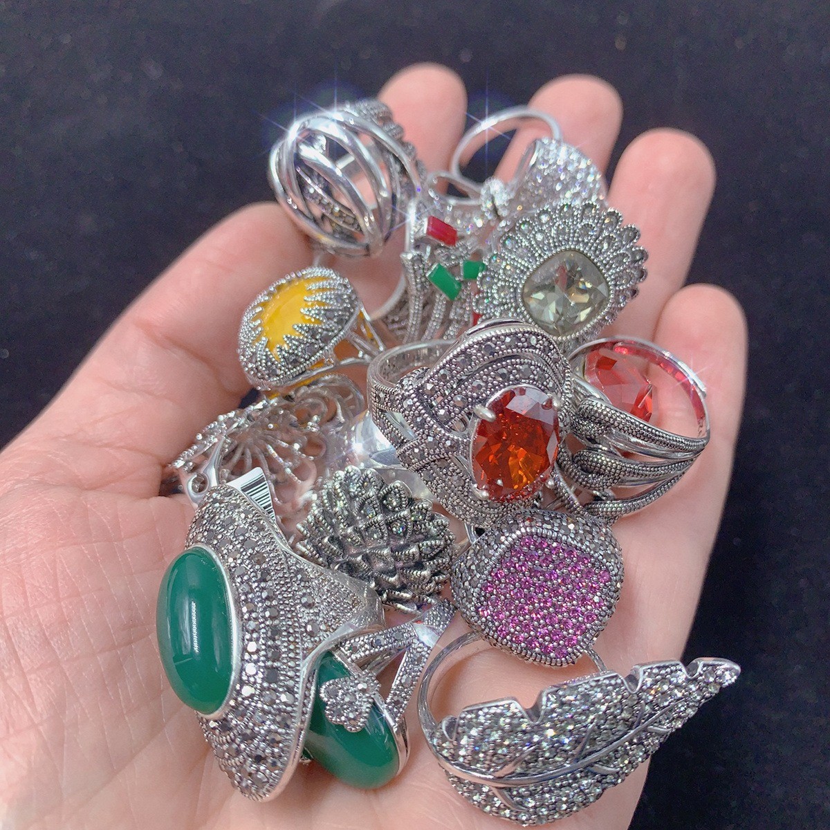 20Pcs Random Wedding Jewelry Cubic Zircon Rings Mixed Lots Lady’s Fashion Ring