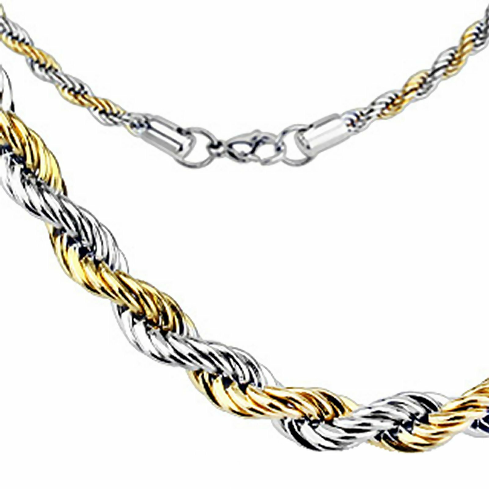 Rope Chain Necklace Mens Gold Silver Surgical Stainless Steel 6mm 20-30 inch