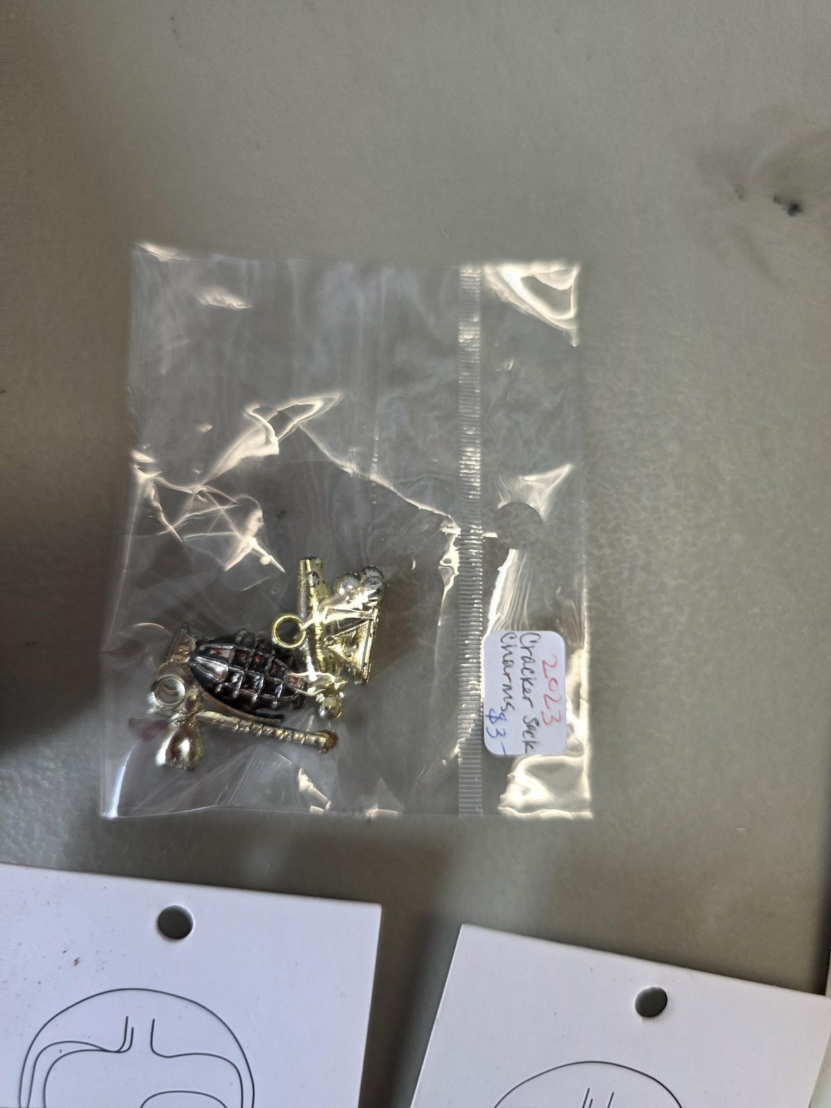 Vintage Cracker Jack Prize Charm Jewelry Lot Plastic Metal Charms Earrings Boxed