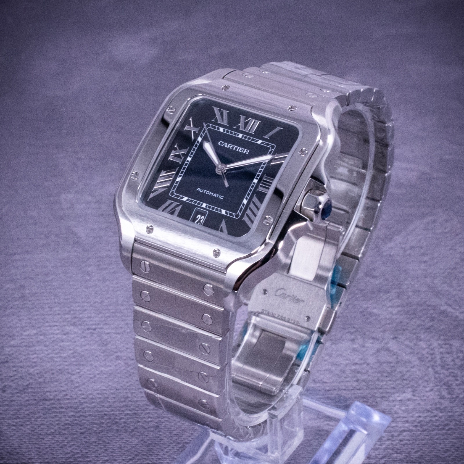 Unworn Cartier Santos de Cartier Large Model, Blue Dial, Ref. WSSA0030 w/ B&P