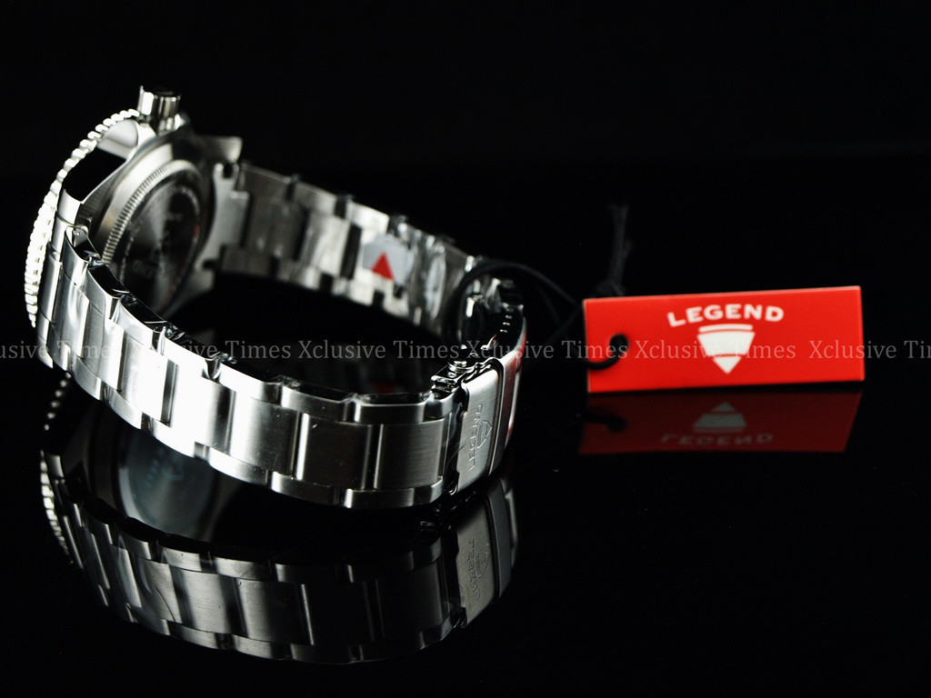 RARE Legend Men 200m Deep Blue Diver Midnight Black Dial Quartz SS Watch