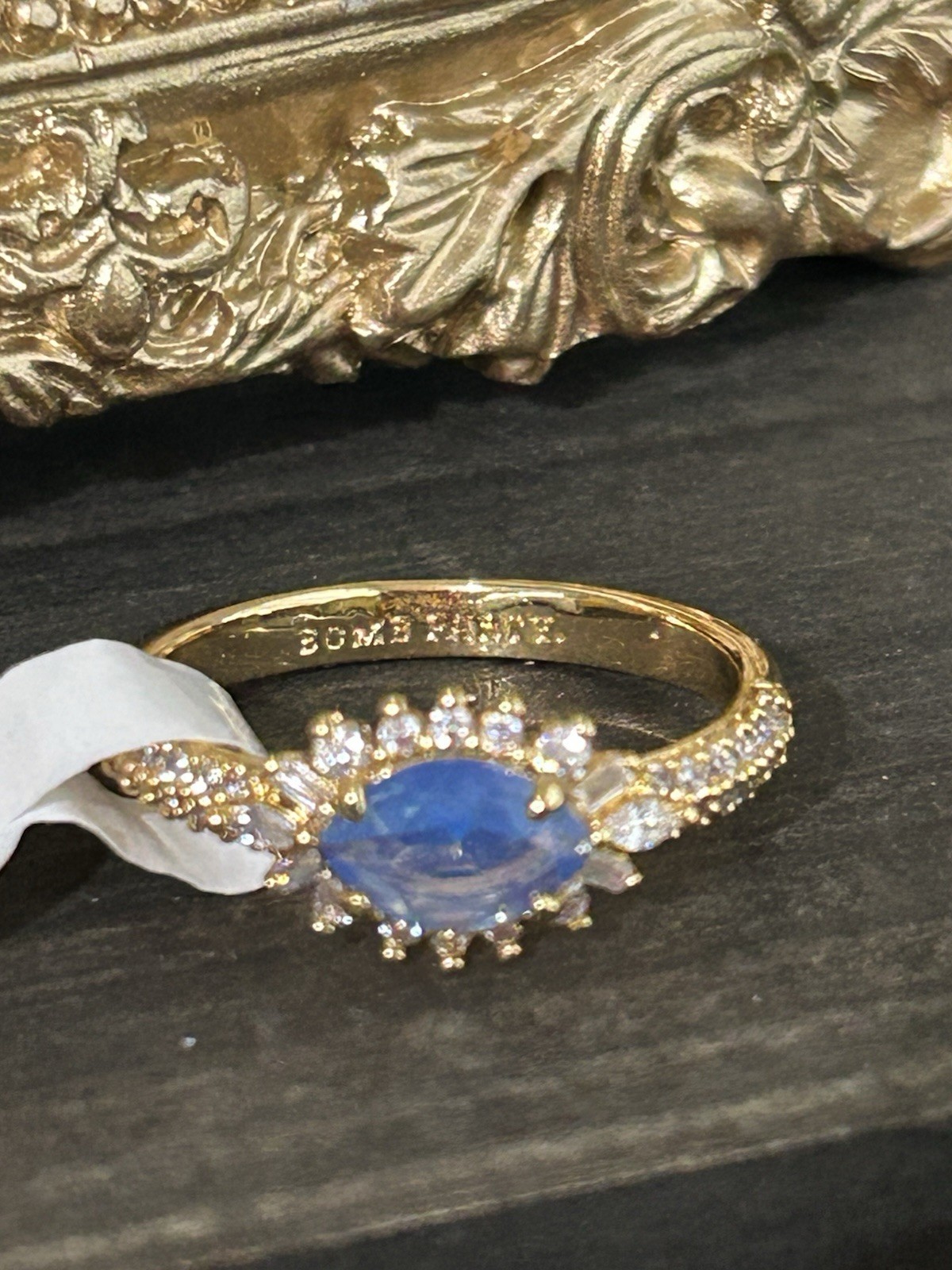 Bomb Party OG Original Ring SZ 10 Lab Created Blue Moonstone and CZ Gold-Plated