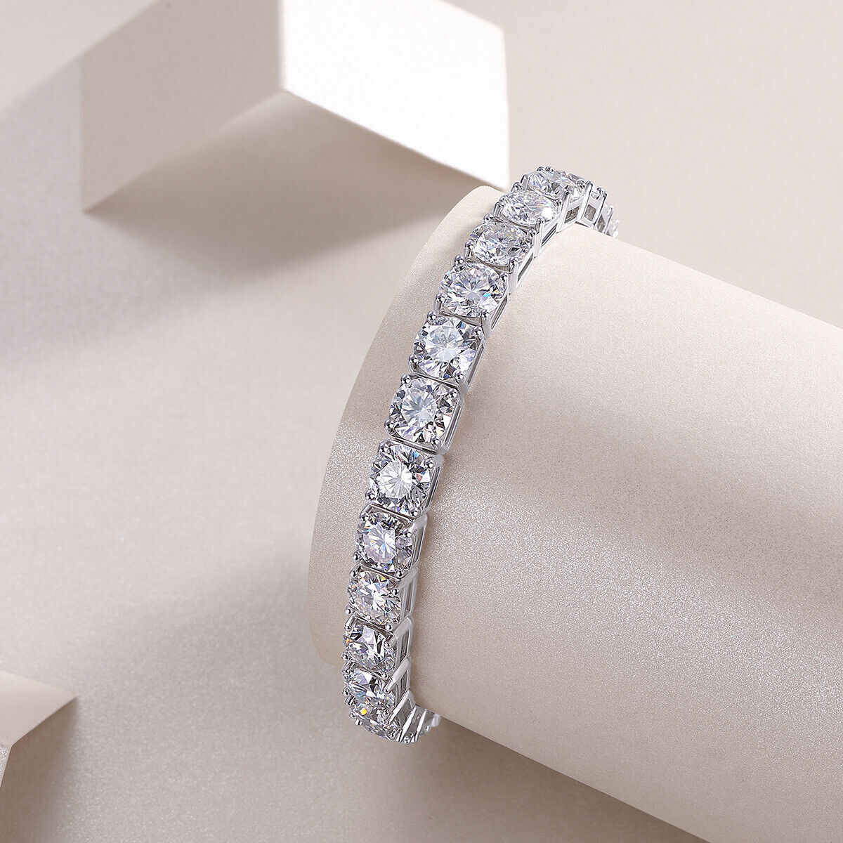 VVS1/D Certified Moissanite Tennis Bracelet – 925 Sterling Silver 3mm – 5mm