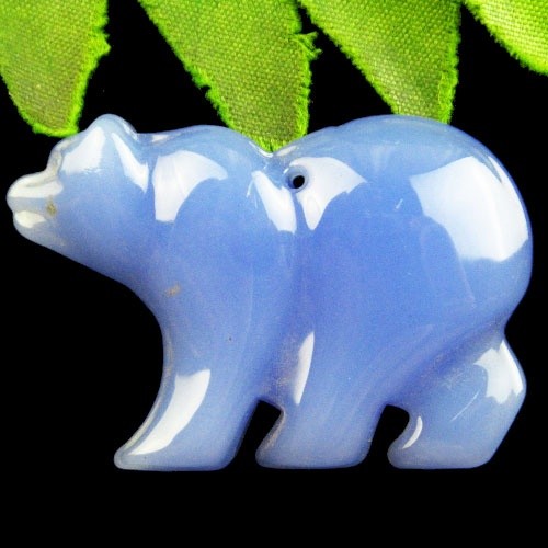 2Pcs Blue Jade Bear Pendant Bead 51x34x8mm fH16156