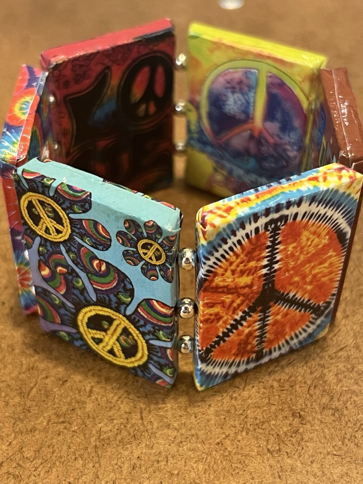 Wood Or Resin PEACE bracelet From Disney Word W/Tag