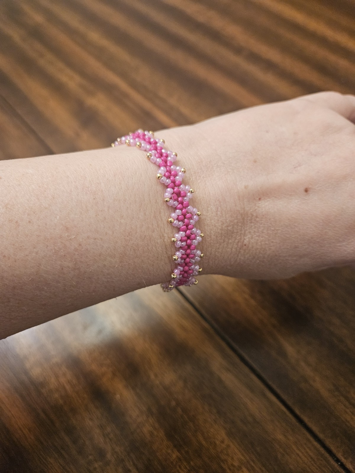 Pink Handmade Seed Bead Bracelet