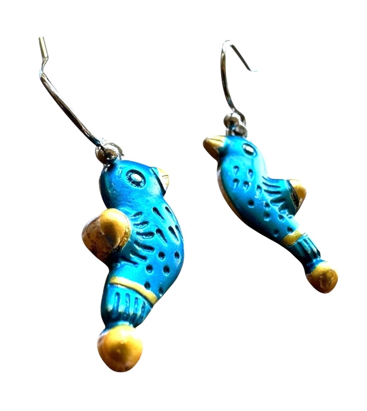 Bluebird Earrings New Painted Metal Dangle Hooks Bird Watcher Gift Birthday