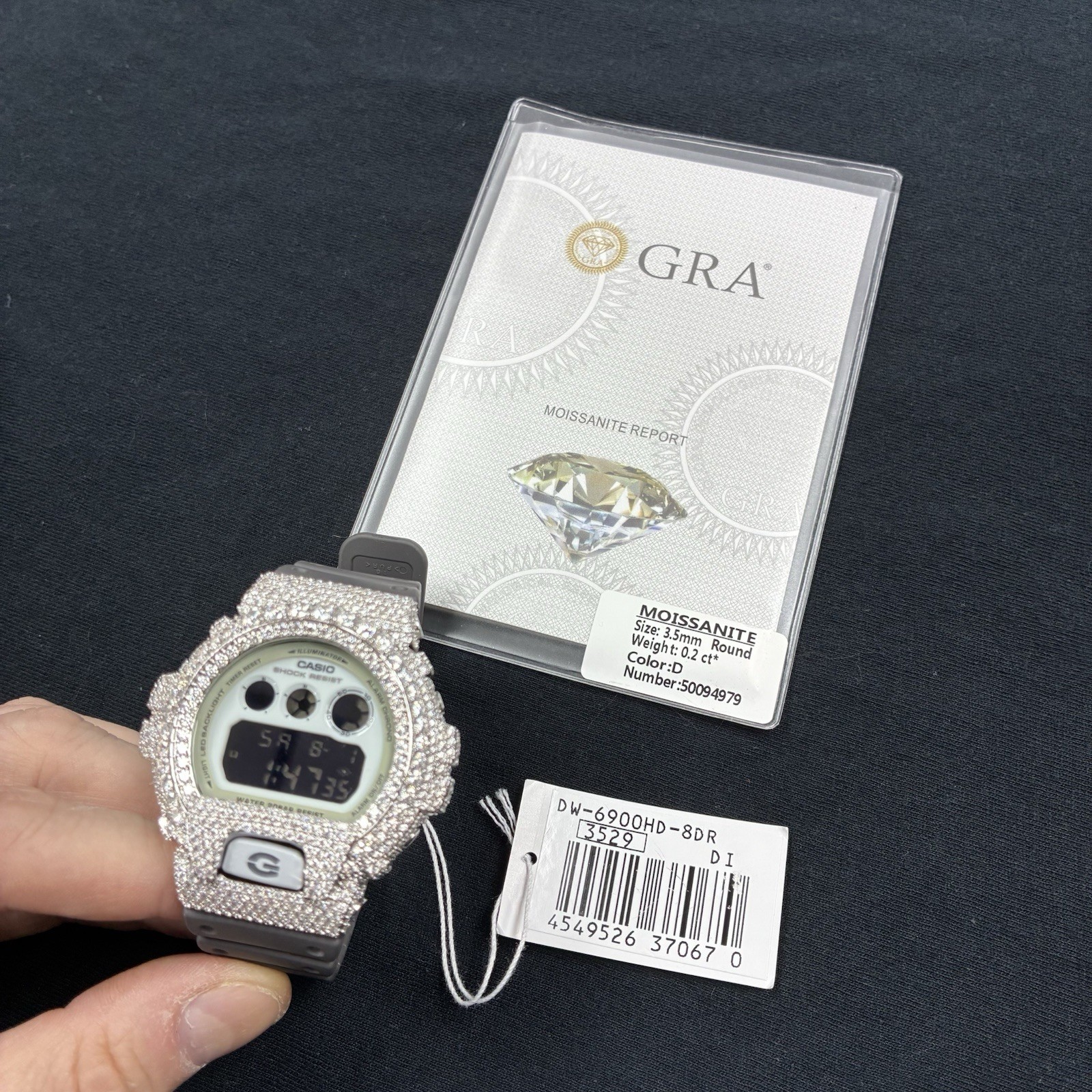 Casio G-Shock DW6900 Iced Out Moissanite Watch VVS1 Bust Down Digital