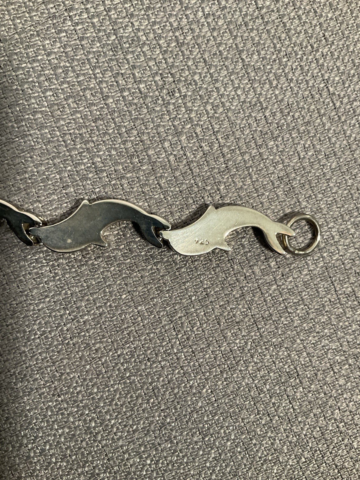 Sterling Silver Jumping Dolphin Link Bracelet 925, Fold Over Clasp, 18 Grams