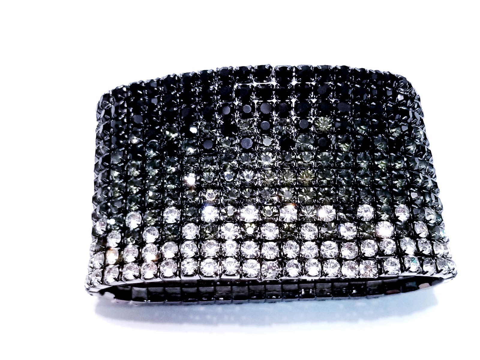 Black Rhinestone Stretch Bracelet Statement Pageant Drag Queen Jewelry Prom
