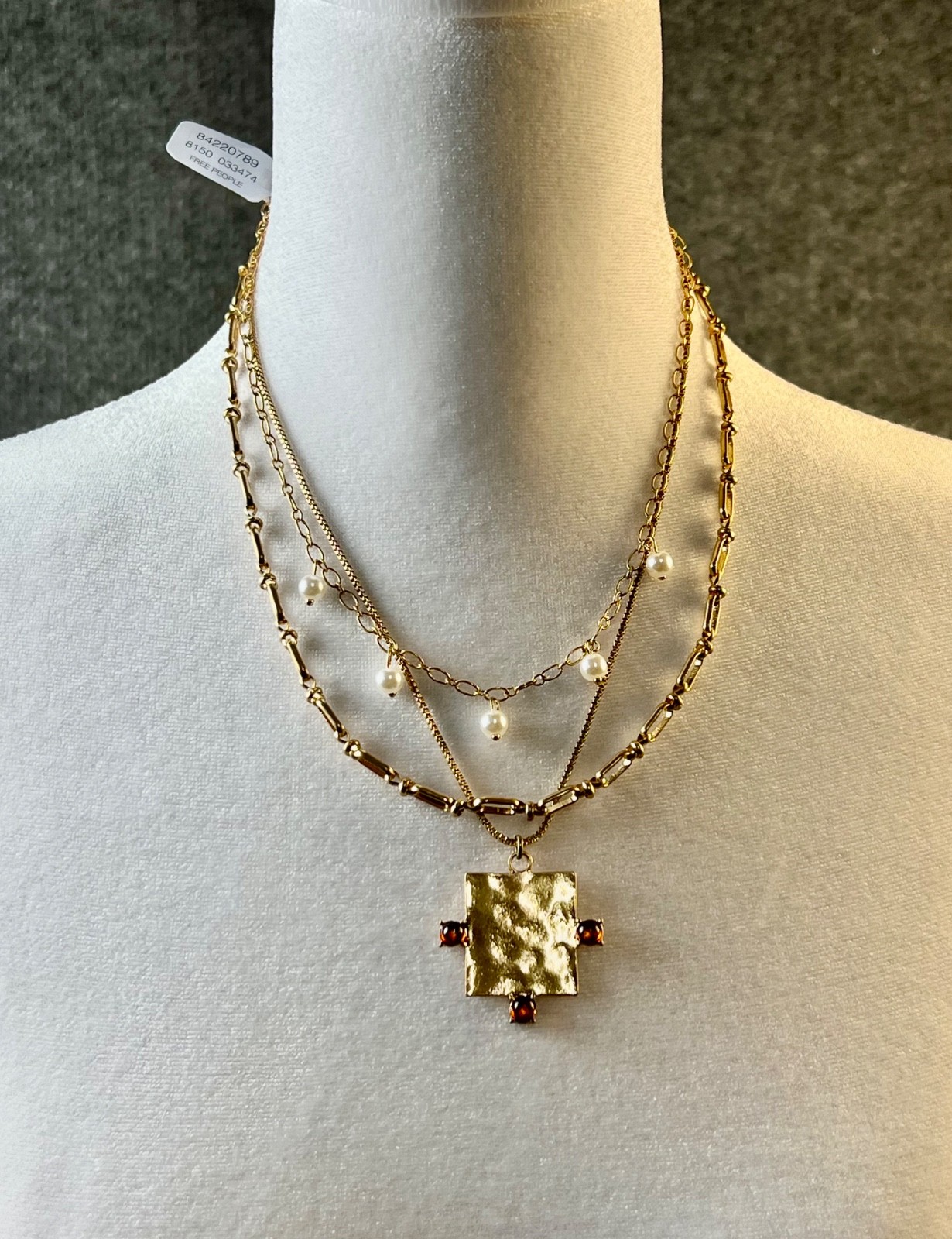 Free People Necklace 14K Gold Plated Layered Style Sold Out Rare Find