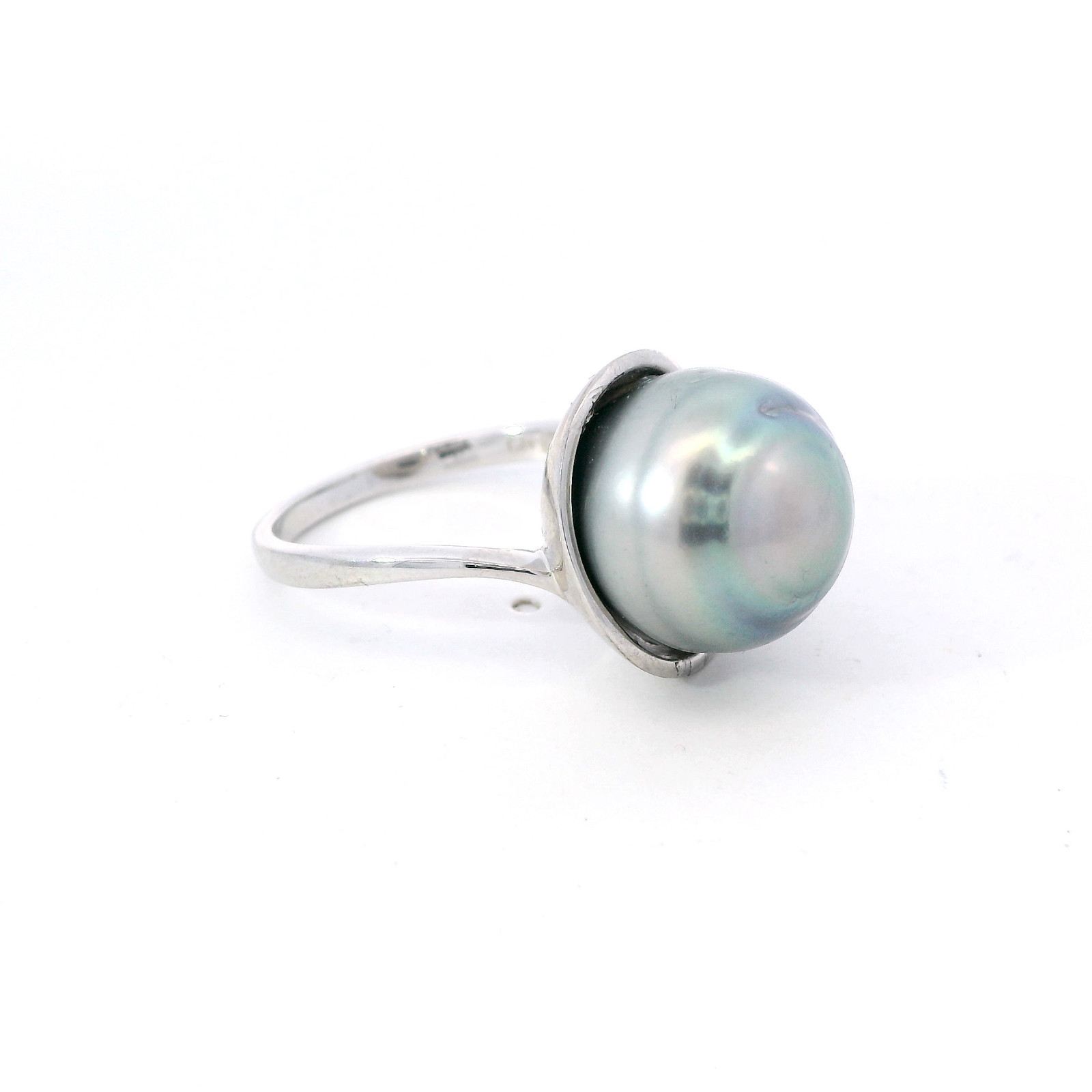 925 Sterling Silver 13.4mm Genuine Natural Tahitian Pearl Ring Size 9