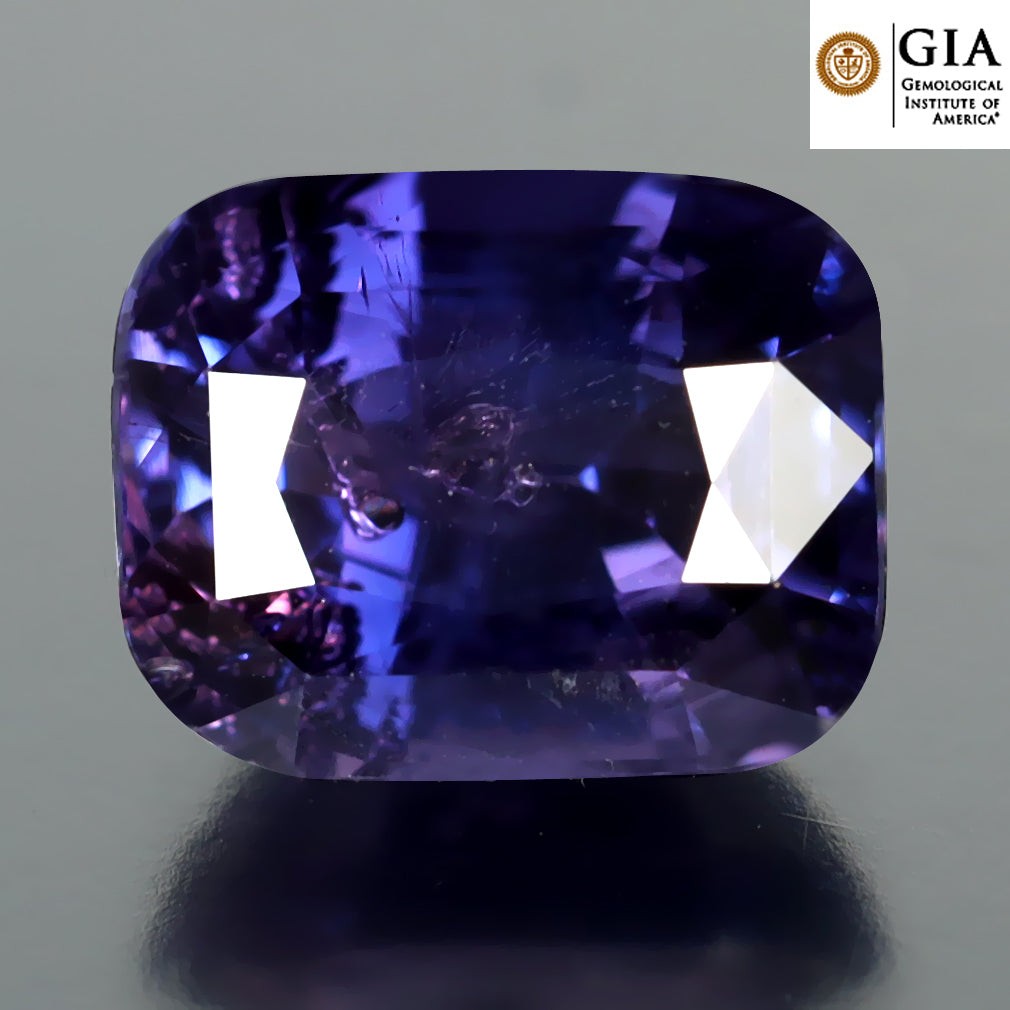 GIA Certified 2.07 ct Elegant Cushion (7.71 x 6.11 mm) Unheated Purple Sapphire