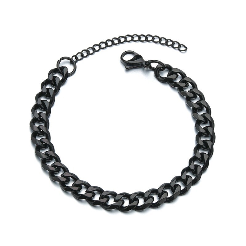 3/5/7/9mm Stainless Steel Curb Cuban Link Bracelet Mens Womens Chain Adjustable