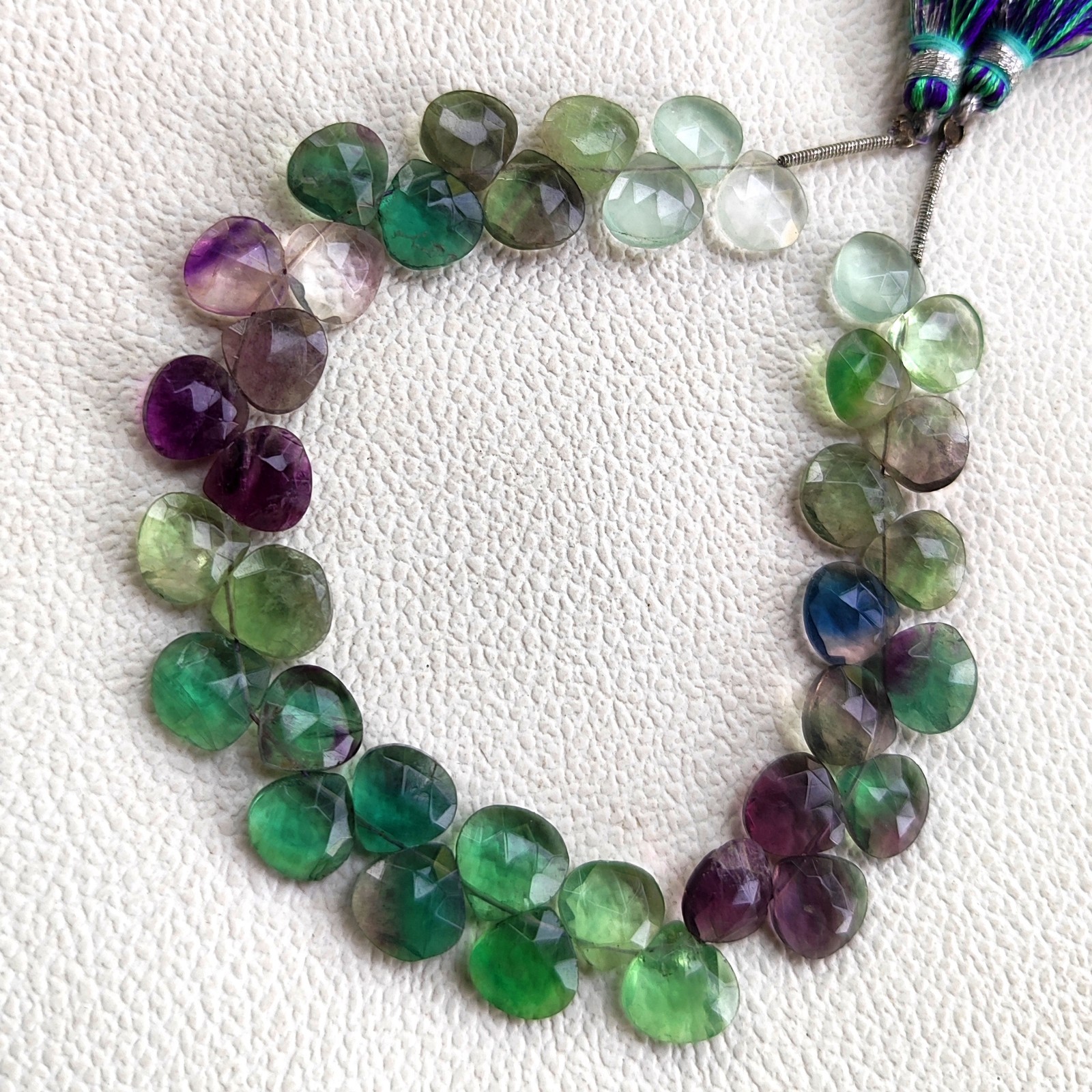 Natural Fluorite 9mm Faceted Heart Beads 8″ Strand Brazil Gemstone Jewelry