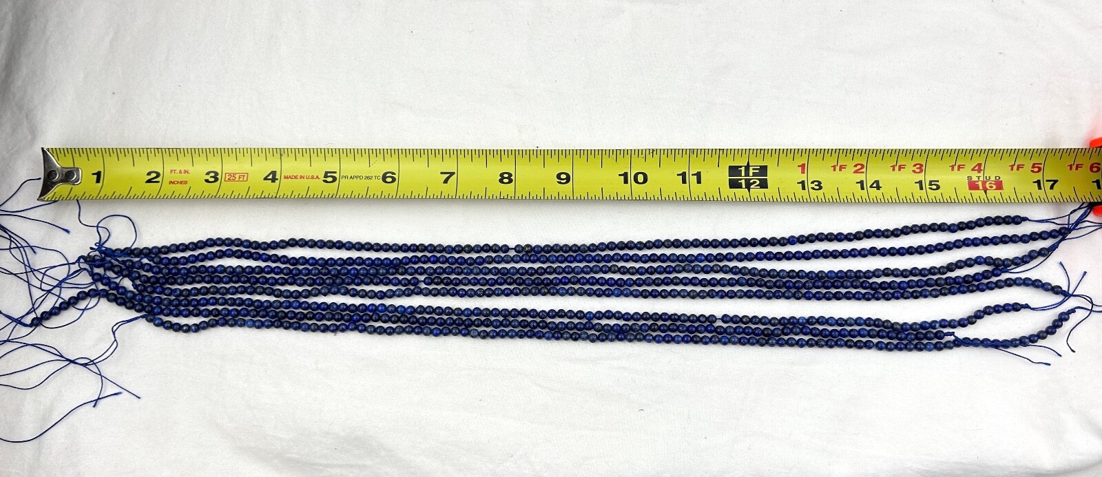 8 Strands of Natural Afghani Lapis Round Bead Necklace – 3mm to 4mm