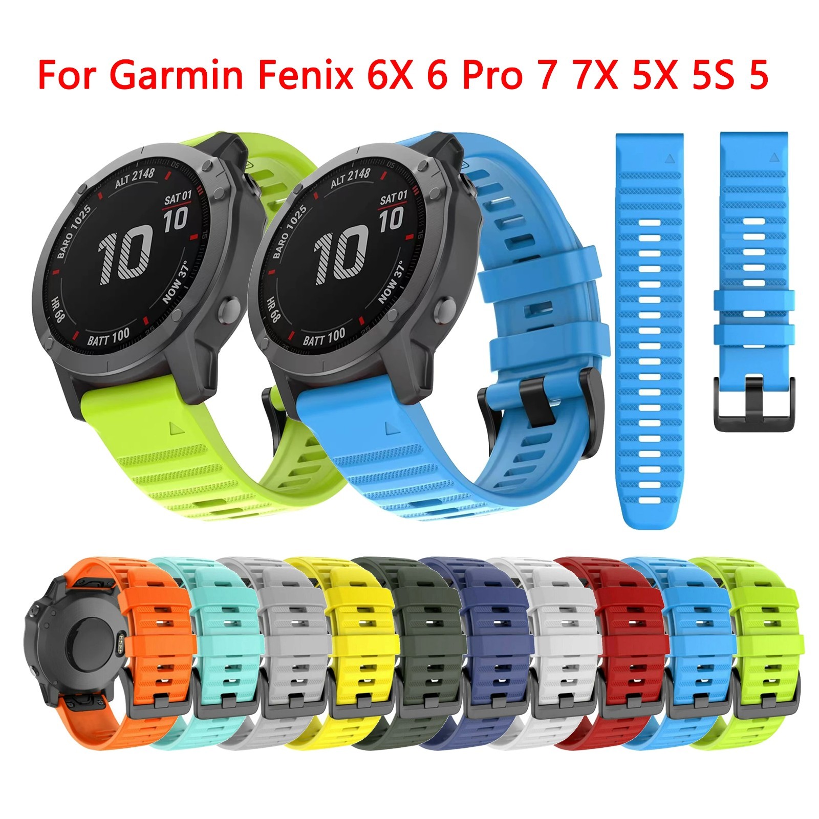 26/20/22mm Silicone Band for Garmin Watch Fenix 8 6 6X 7X 7 Pro 5 5X 5S QuickFit