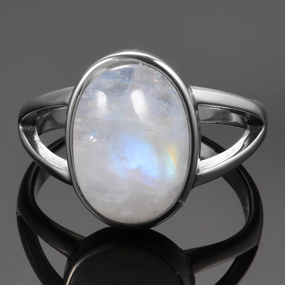 Moonstone Ring Sterling Silver Oval Tension Mount Vintage Wedding Women Jewelry